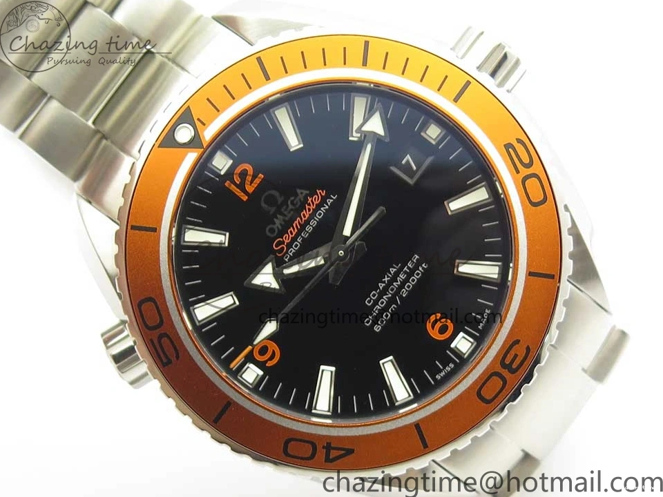 0128 Tailored Planet Ocean Professional Orange Bezel 45.5mm 1:1 VSF Best Edition on SS Bracelet A8500 Super Clone (2 Straps) 7950